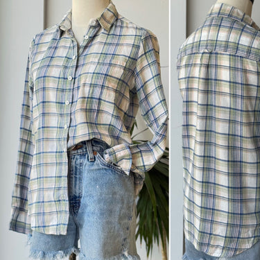 FatFace Blue & Green Plaid Button Up, US 6