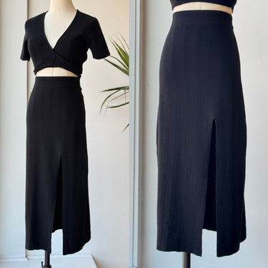 Solid + Stripe Black Knit Skirt, Medium