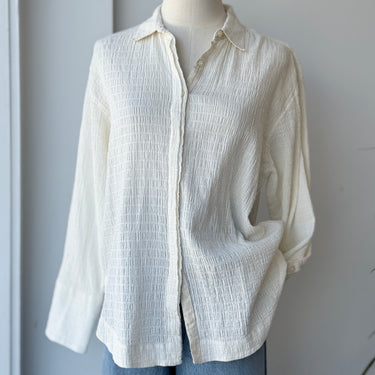 La Ligne Aria Cream Textured Button Up, XSmall