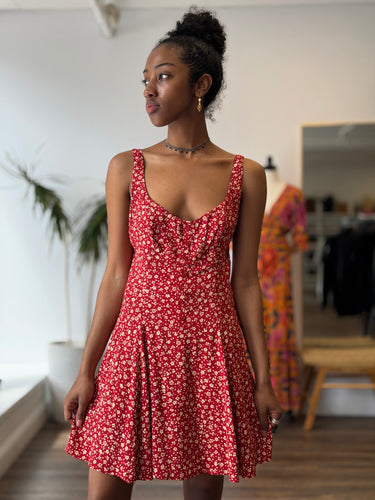 Reformation Red Floral Mini Dress, 4