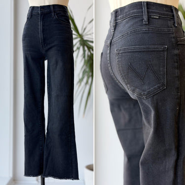 Mother The Hustler Ankle Fray Black Jeans, 26