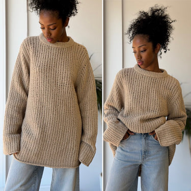 Lauren Manoogian 100% Merino Wool Ladders Sweater in Taupe, 1 - Small