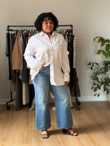 IRO Hikari Denim Shirt in White, 36