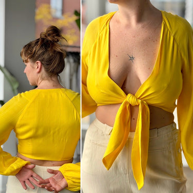 Mara Hoffman Bright Yellow Tie Front Top, Small