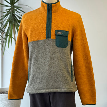 LL Bean Yellow Half Fleece Half Better Sweater Pullover, Men's Medium