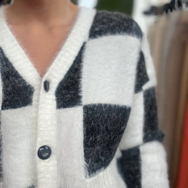 Rachel Anatoff Chessboard Cori Cardigan, XSmall