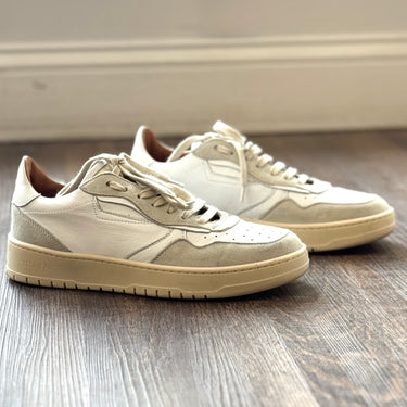 Benheart White Leather & Sage Suede Sneakers, 38