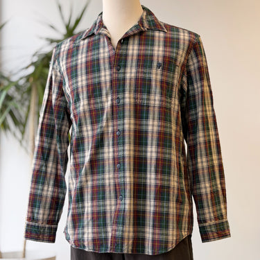 LL Bean 100% Cotton Dark Plaid Button Up, Men's Medium