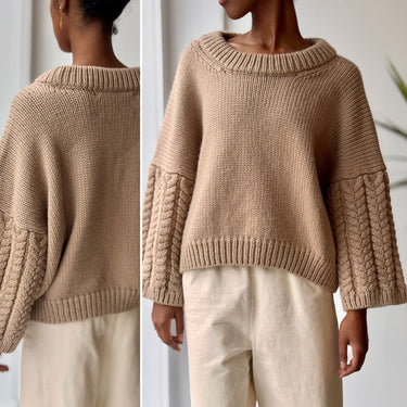 I Love Mr Mittens Braided Sleeve Crewneck Sweater, Small