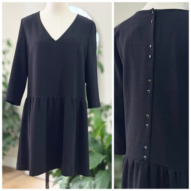 Sezane Black Drop Waist Dress, 38