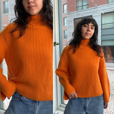 & Other Stories Orange Chunky Knit Mock Neck Sweater, XS