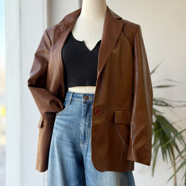 Wilfred NWT Memories Faux Leather Blazer in Cognac, XSmall