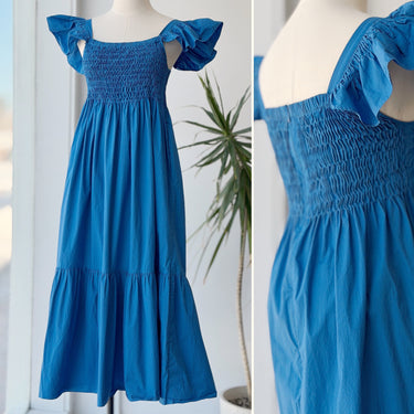 Sea NY Simona Smocked Blue Dress, XSmall