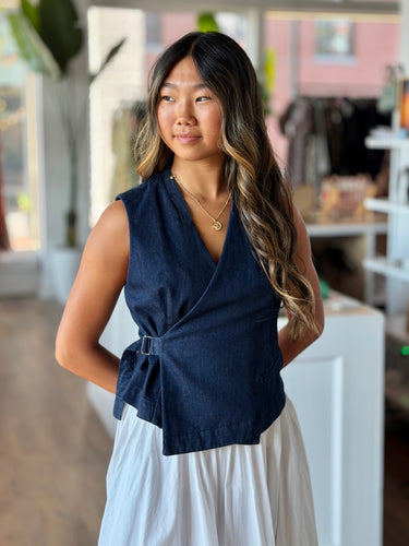 Humility Denim Wrap Vest, 38