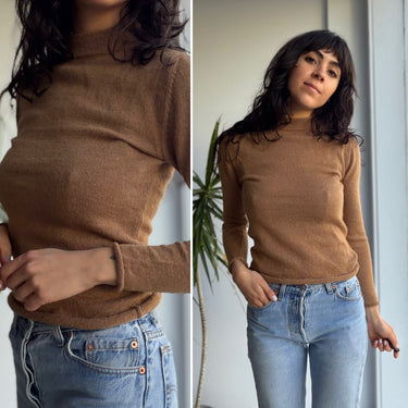 Han Starns Alpaca Mock Neck Camel Sweater, Small
