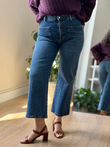 Reformation Alyssa Patch Pocket Wide Leg Jeans, 31