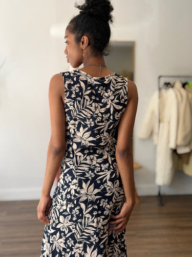 Faherty NWT Siena Midi Dress in Navy Hawaiian Floral, Small