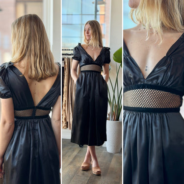 Alexa Chung NWT High Shine Black Bow & Net Dress, US 4-6