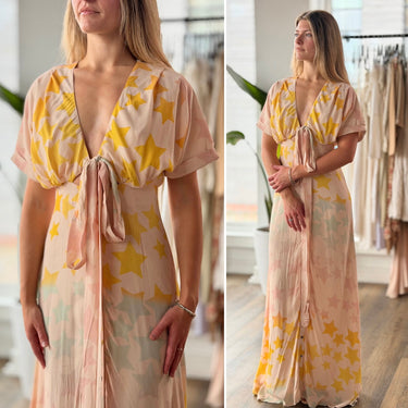 Mara Hoffman Star Blast Print Peachy Pink Dress NWT $312, 4