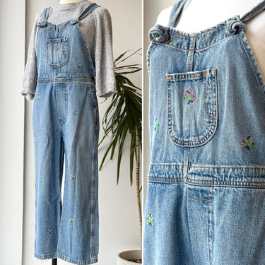 The Great Floral Embroidered Denim Overalls, 0 / Small
