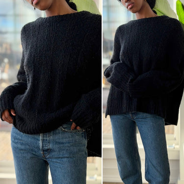 Raquel Allegra Black Chunky Knit Sweater - pilling, 3-Large