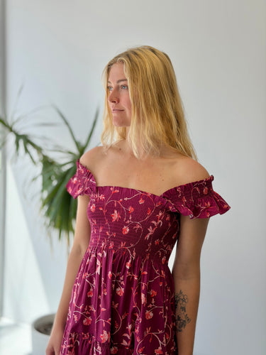 Hill House Ellie Nap Dress in Burgundy Botanical, XXSmall