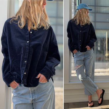 Staud Navy Corduroy Shirt, Large