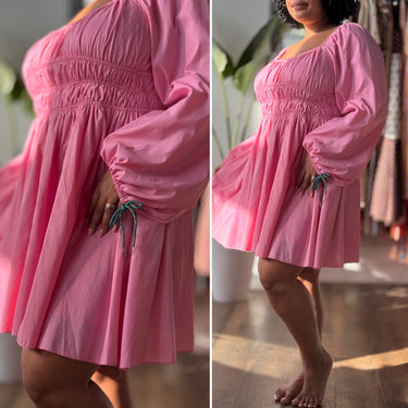 Staud Bow Mini Dress in Petal Pink, M/L