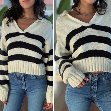 Ciao Lucia Venezia Black & Cream Polo Sweater - pilling, XSmall