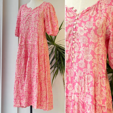 The Great Ravine Pleated Floral Print Dress in Pink , 1 / Small