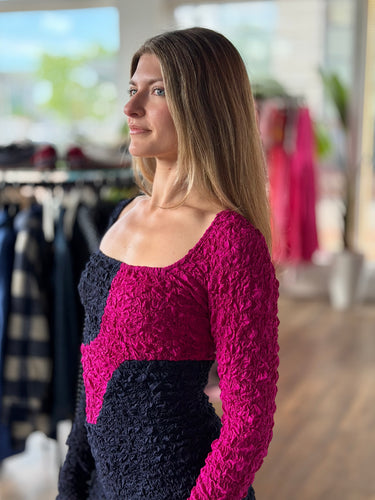 Mara Hoffman Amy Dress in Navy & Fuschia, XSmall