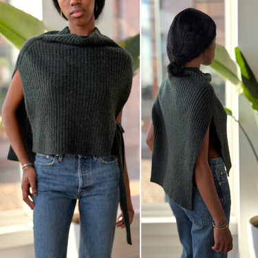 Mijeong Park Green Rib Knit Tie Vest, Medium