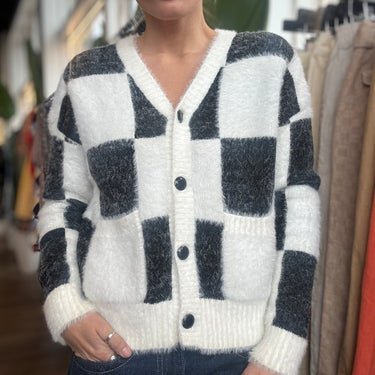 Rachel Anatoff Chessboard Cori Cardigan, XSmall