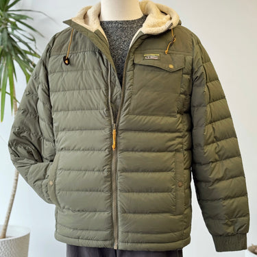 LL Bean Mountain Classic Down Hooded Jacket Sherpa Lined, Men's Medium