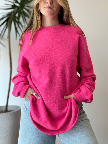 Extreme Cashmere No 53 Hot Pink Oversized Crewneck Sweater - retail 800, Free Size