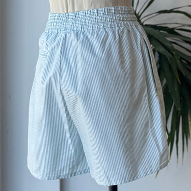 Djerf Avenue Mint Pintstripe Pull On Shorts, XSmall
