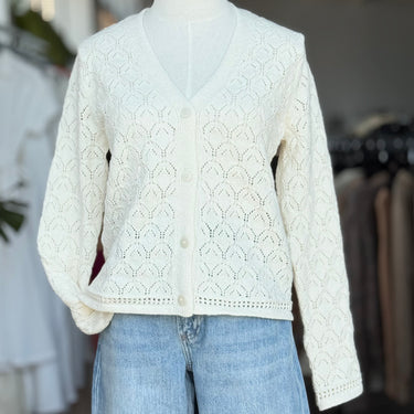 MNG NWT Ecru Eyelet Cardigan, Large