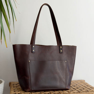 Portland Leather Goods Chocolate Leather Large Tote Bag