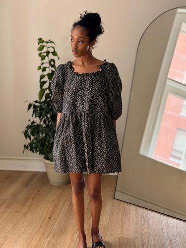 sandy liang mini dress Sandy Liang Black Ditsy Floral Mini Dress, Small – Haberdashery Resale  Clothing Co