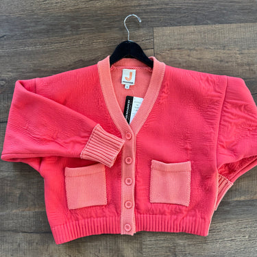 Joostricot Pink Crop Knit Caridigan, XS