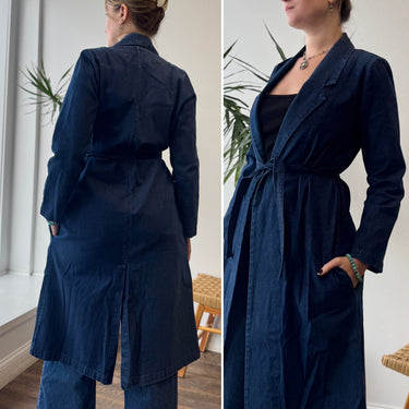 Ali Golden Dark Denim Trench Coat, Medium