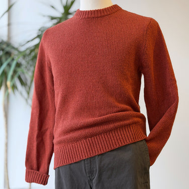 LL Bean Lambswool Burnt Orange Chunky Knit Sweater, Men's Small
