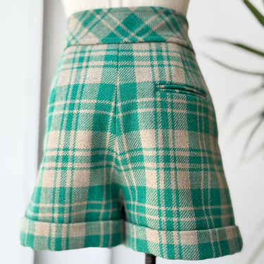Sezane Willy Shorts in Green Plaid, 38/6