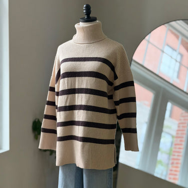 Moshi Moshi Mind Striped Knit Turtleneck Sweater, Small