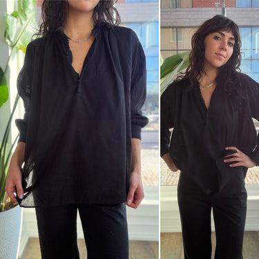 Nili Lotan Black Sheer Blouse, XSmall