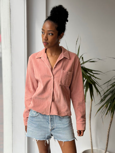 Reformation Pink Corduroy Crop Jacket, Small