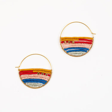 Layered Stripes Bead Hoop Earrings