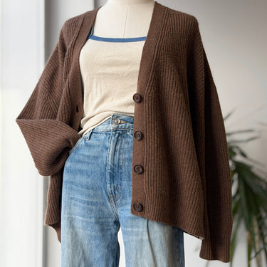 Jenni Kayne Wool Cashmere Cocoon Cardigan in Brown, XLarge