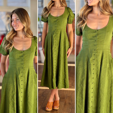 La Ligne Moss Green Francesca Dress, XSmall