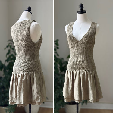Wilfred NWT Sundried Olive Smocked Dress, Medium